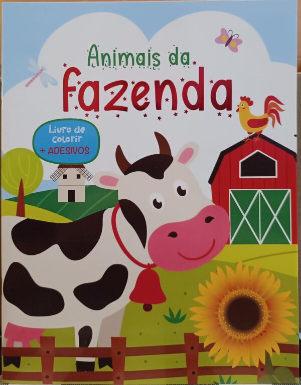 Livro de colorir com adesivos - animais da fazenda