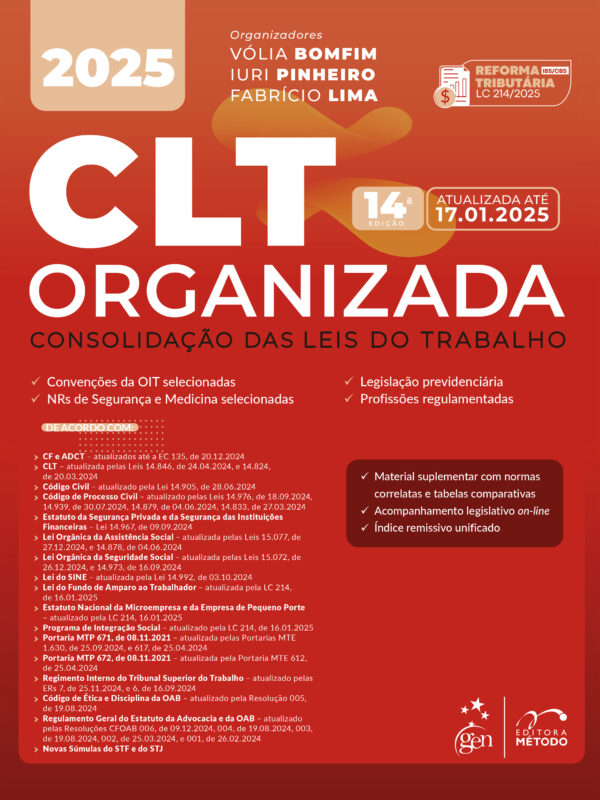 CLT Organizada - Consolidação das Leis de Trabalho - 14ª Edição 2025